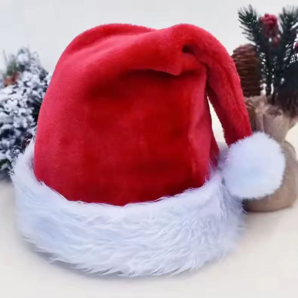 Santa Hat Plush - قبعة عيد الميلاد الجديدة للكبار والأطفال،