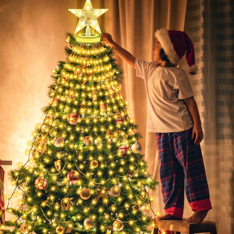 Star Tree Topper - أضواء حلقة شجرة عيد الميلاد مع