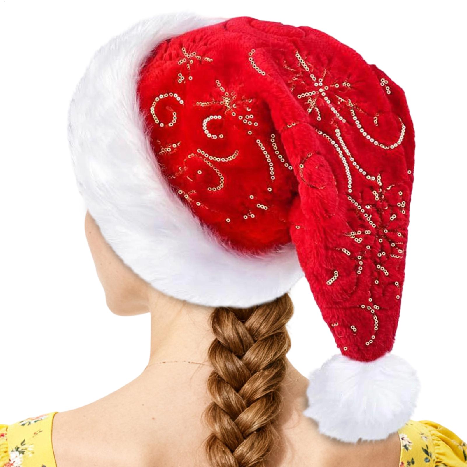 Santa Hat Plush - قبعة عيد الميلاد القطيفة المحمولة للشتاء،
