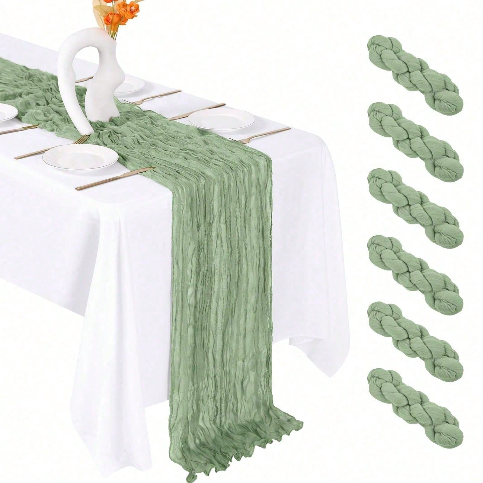 Christmas Table Runner - 6 قطع من مفارش الطاولة المصنوعة