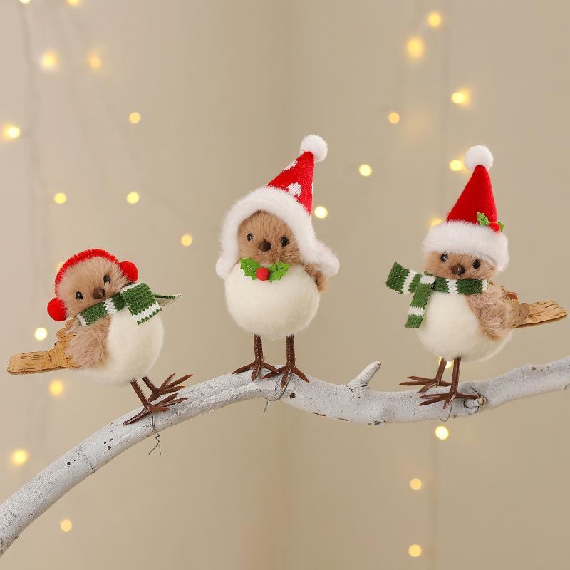 Santa Hat Plush - زينة عيد الميلاد على شكل طيور