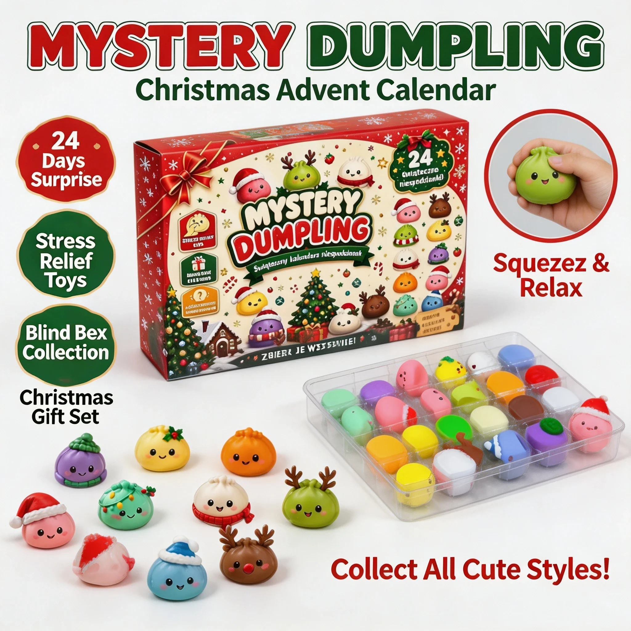 24 قطعة من ألعاب الضغط اللطيفة - مراجعة Advent Calendar Gift وسعره