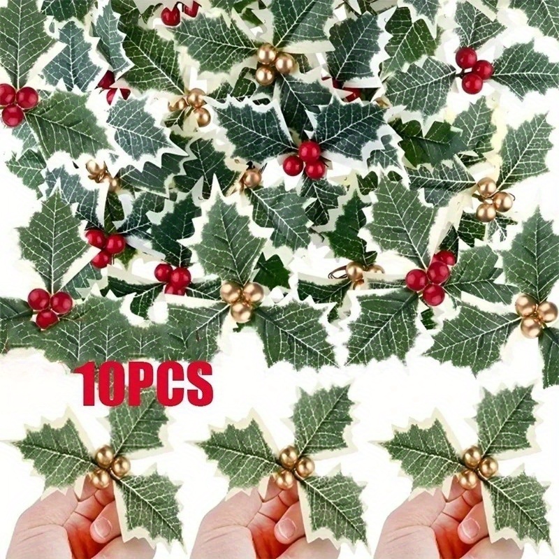 10 قطع من توت الهولي الاصطناعي - مراجعة Christmas Wreath Fake وسعره
