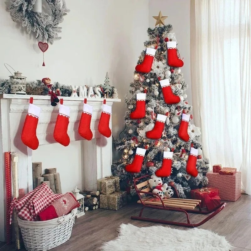 مجموعة من 12-24 قطعة من جوارب  - مراجعة Christmas Stocking Hanging وسعره