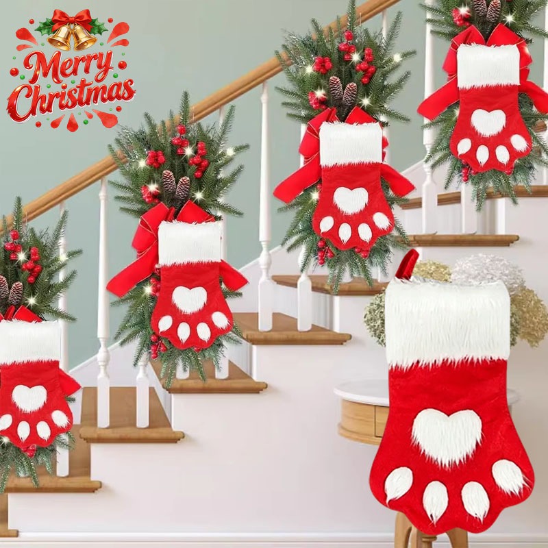 جورب عيد الميلاد المخملي بتصمي - مراجعة Christmas Stocking Hanging وسعره