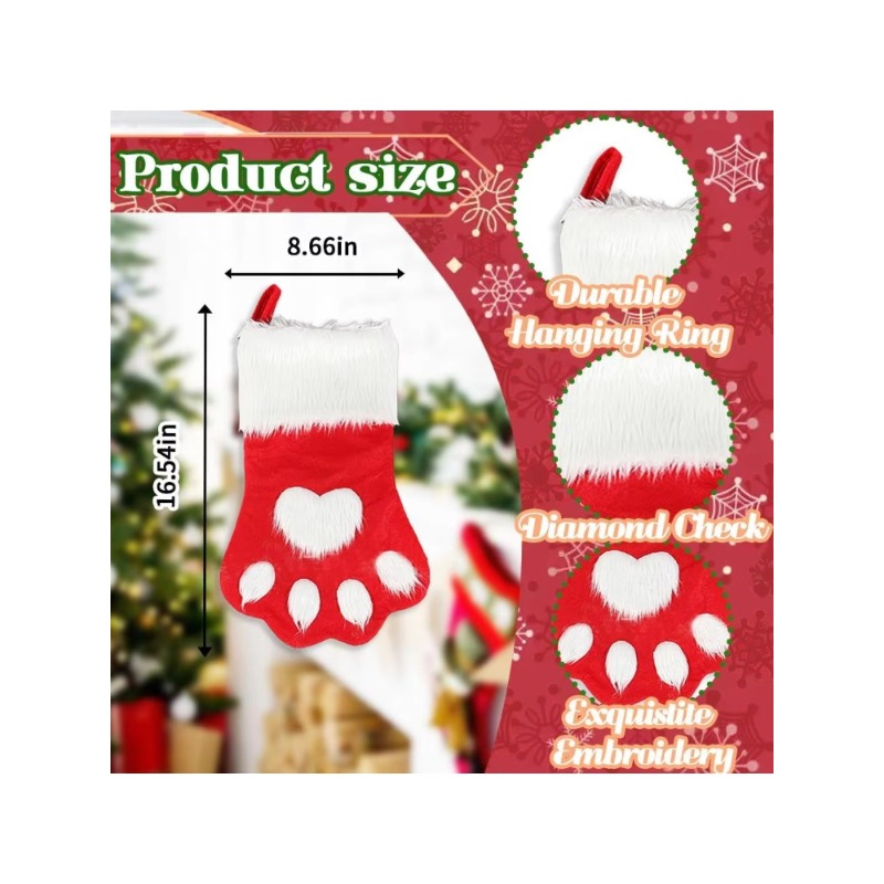 جورب عيد الميلاد المخملي بتصمي - مراجعة Christmas Stocking Hanging وسعره