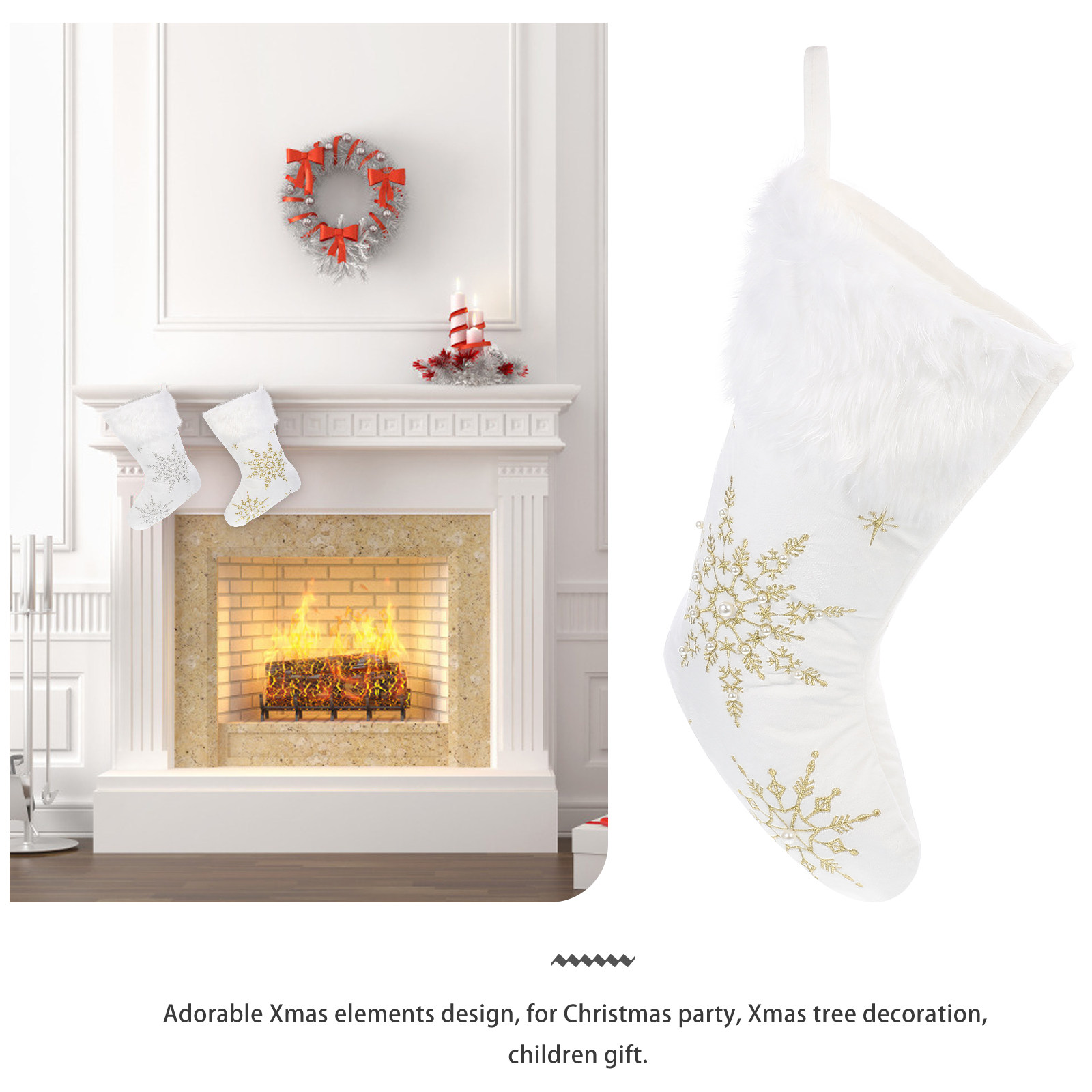 قطعة واحدة من زينة جوارب عيد ا - مراجعة Christmas Stocking Hanging وسعره