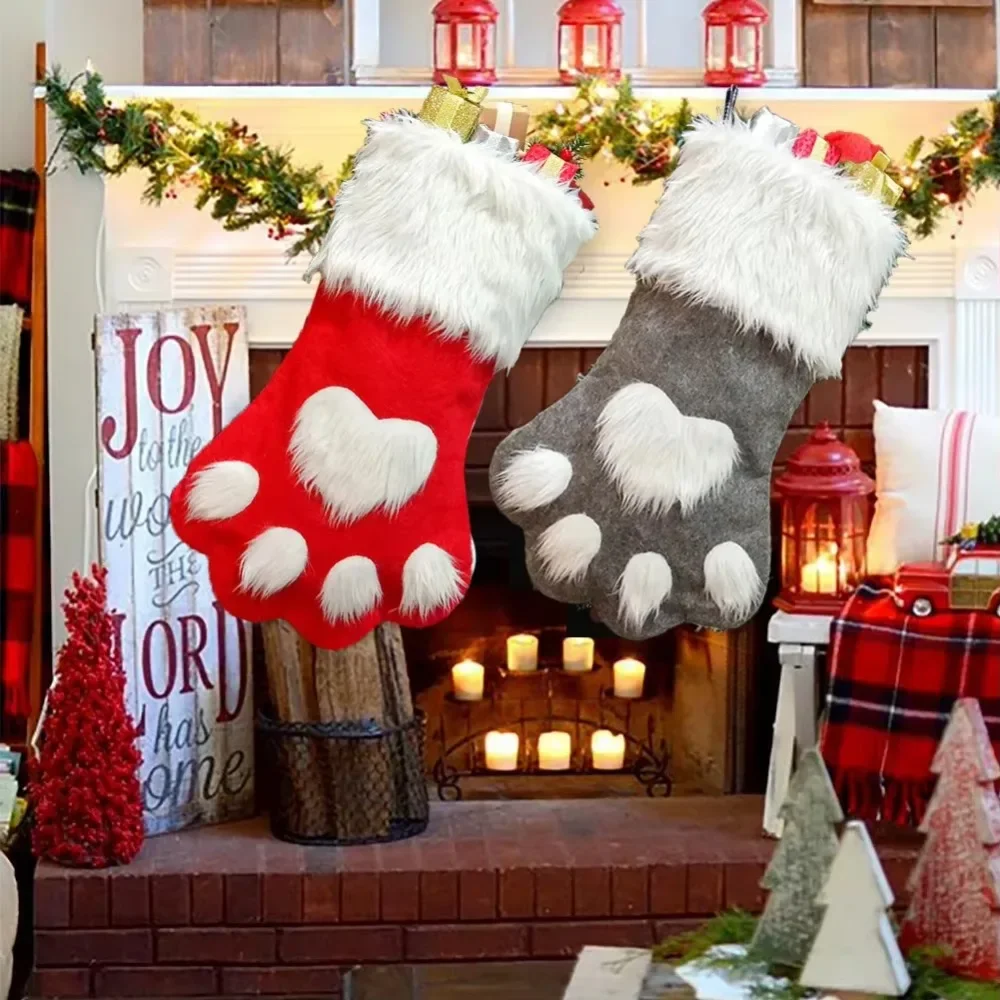 جوارب عيد الميلاد بطبعة أقدام  - مراجعة Christmas Stocking Hanging وسعره