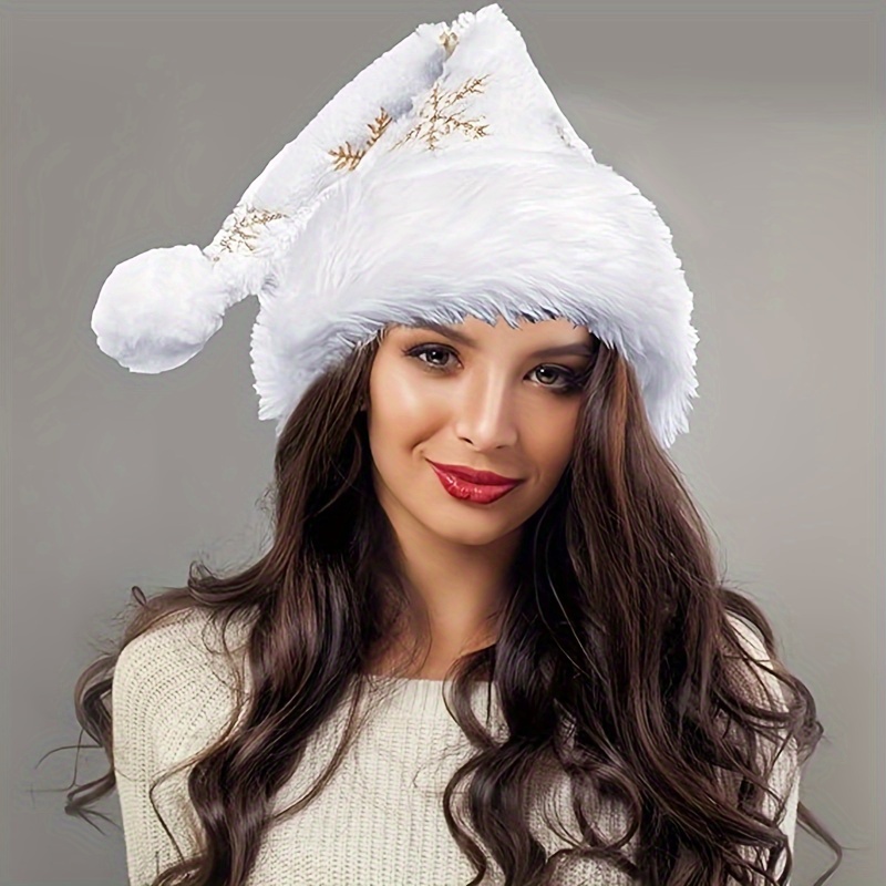 قبعة سانتا بيضاء مزينة بندف ثل - مراجعة Santa Hat Plush وسعره