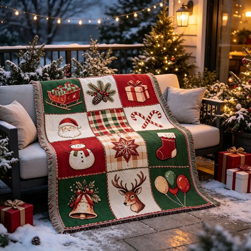 بطانية جاكار مزينة بالشراشيب ل - مراجعة Christmas Throw Blanket وسعره